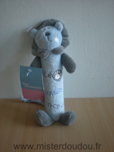 Tout simplement Lion Léo bleu gris avec un pouet dans le ventre - Neuf