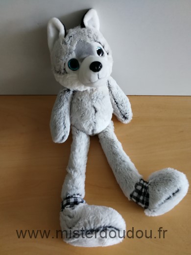 Loup Gris blanc yeux bleus Les trolles
