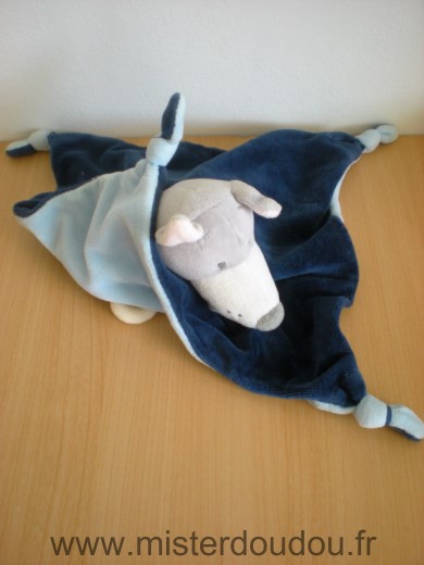 Lilliputiens Loup Loup mouton reversible bleu marine bleu clair - Très bon état