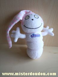 Luminou Luciole Blanc bonnet rose rayé - Bon état