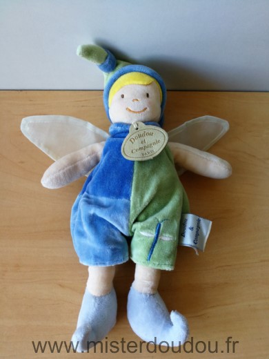Doudou et compagnie Lutin Fée bleu vert - Très bon état