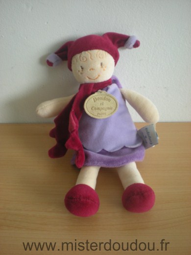 Doudou et compagnie Lutin Mauve bordeau - Très bon état