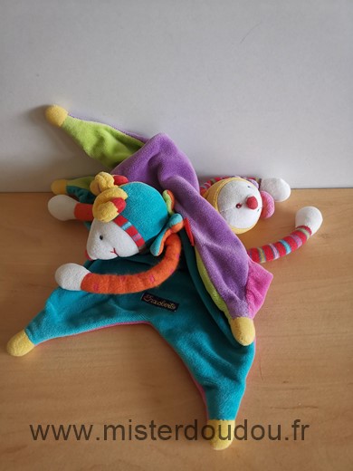 Moulin roty Lutin Dragobert reversible mauve rose et bleu vert - Très bon état