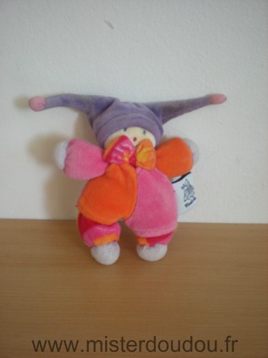 Moulin roty Lutin Mini doudou orange rose violet - Bon état
