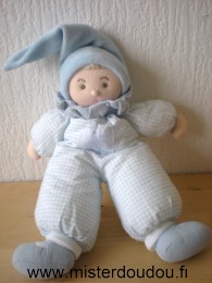 Moulin roty Lutin Tissus vichy bleu bonnet bleu en velours - Très bon état