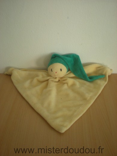 Lutin Doudou triangle jaune bonnet vert New bohemia toy