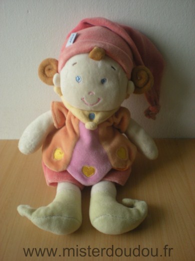 Nicotoy Lutin Orange rose col jaune bonnet rouge - Bon état