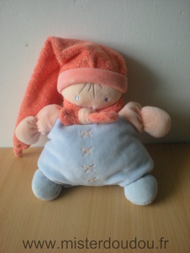 Lutin Bleu bonnet orange Nounours