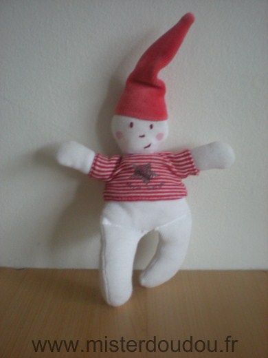 Petit bateau Lutin Blanc rouge bonnet rouge etoile - Très bon état