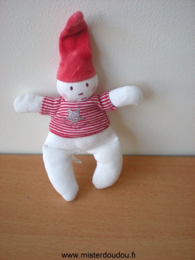 Petit bateau Lutin Blanc rouge etoile - Très bon état