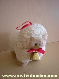 Mouton Ecru beige ruban rouge clochette Cedatec