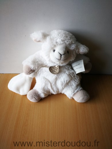 Doudou et compagnie Mouton Agneau blanc beige mouchoir blanc - Très bon état