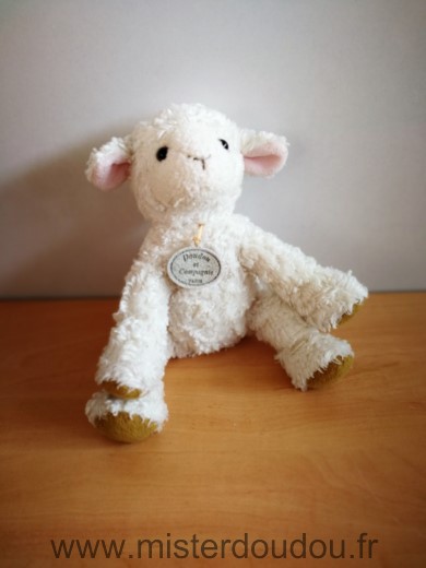 Doudou et compagnie Mouton Agneau blanc marron rose - Très bon état