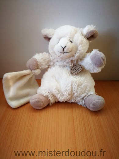 Mouton Blanc beige mouchoir blanc Doudou et compagnie