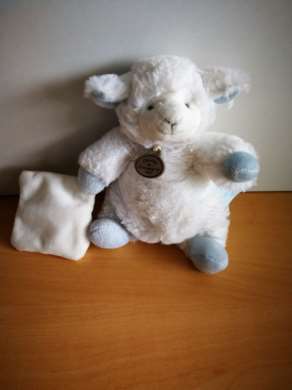 Doudou et compagnie Mouton Blanc bleu mouchoir mon tout petit - Très bon état