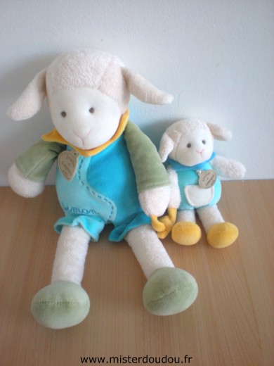 Mouton Simon le mouton bleu vert avec bébé Doudou et compagnie