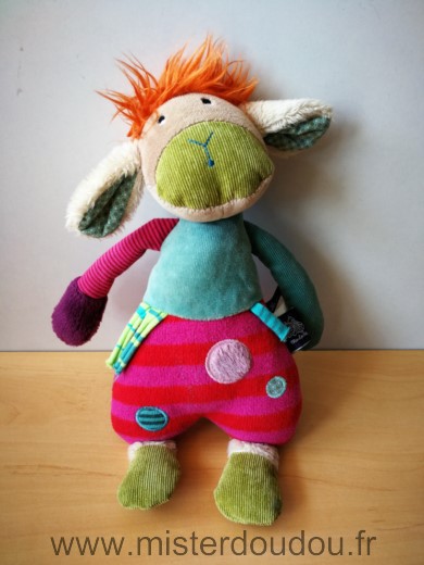 Moulin roty Mouton Vert rose orange - Très bon état
