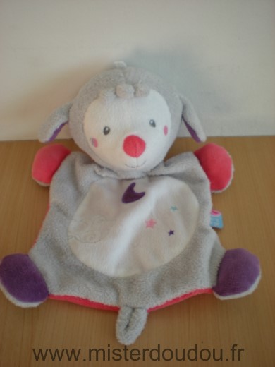 Sucre d orge Mouton Agneau gris rose mauve motifs lune etoiles - Très bon état