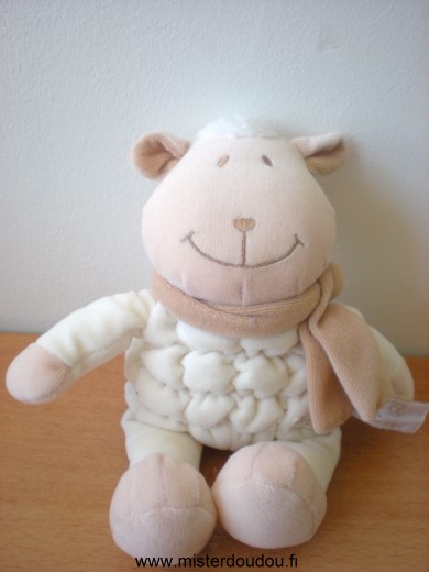 Tiamo Mouton Ecru beige echarpe marron - Très bon état