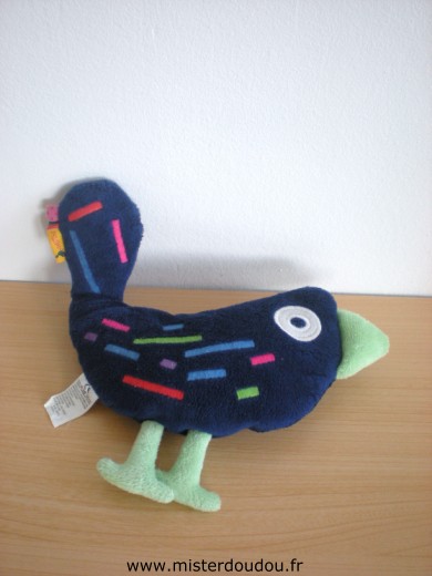 Oiseau Bleu marine vert traits multicolores Catimini