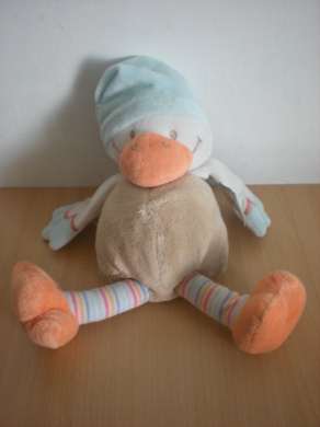 Nattou Oiseau Beige orange bonnet bleu - Etat moyen