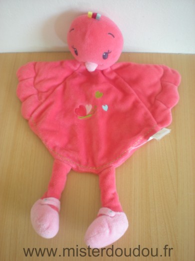 Nicotoy Oiseau Rose fushia avec coeur et papillon - Très bon état
