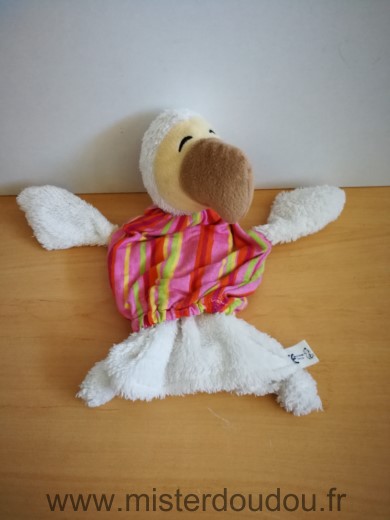 Wally plush Oiseau Dodo blanc raye orange rose vert - Très bon état