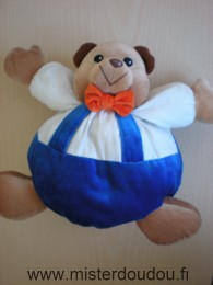 Marque Inconnue Ours Blanc salopette bleu noeud orange - Très bon état