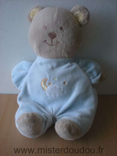 Amtoys Ours Bleu geige motif lune nuage - Etat moyen