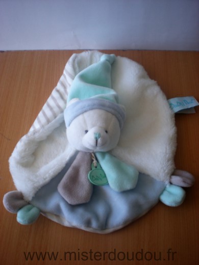Ours Blanc bleu beige rayures Baby nat