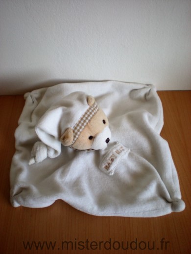 Ours Blanc col vichy beige Baby nat