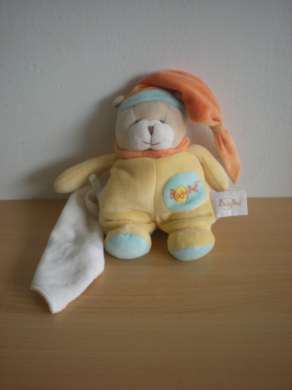 Ours Jaune orange mouchoir blanc Baby nat