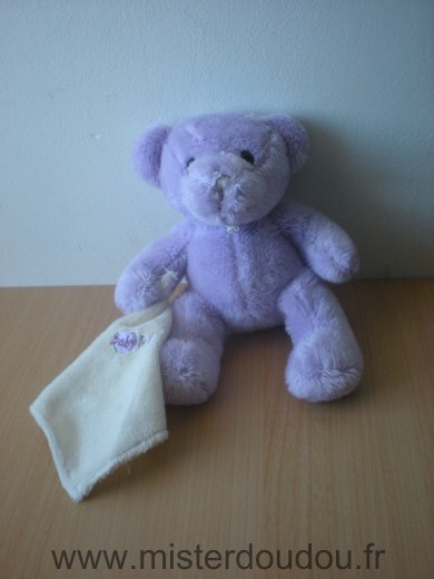 Ours Mauve mouchoir blanc Baby nat