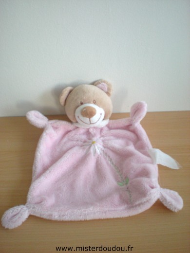 Ours Rose avec fleur blanche Babyclub