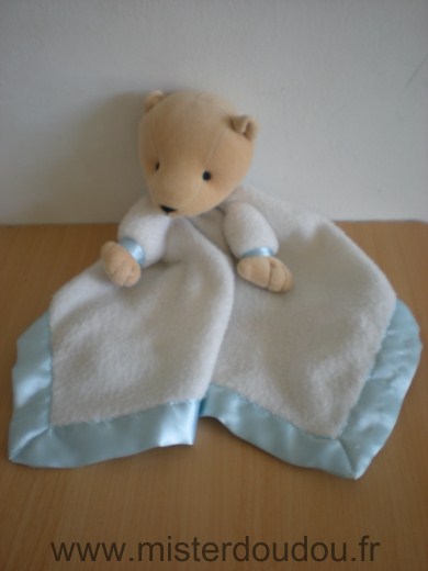 Bawi Ours Beige polaire blanc liseret bleu - Très bon état
