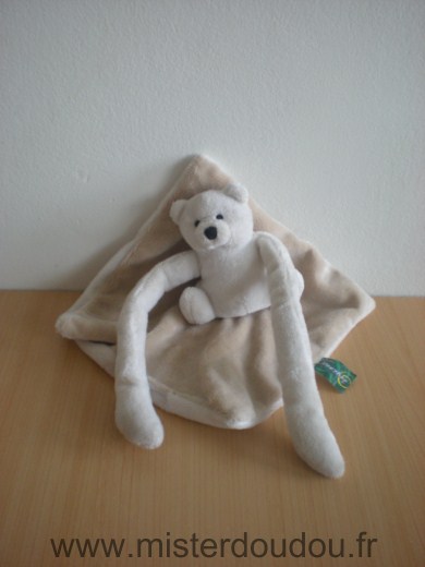 Bnp Ours Ecru sur mouchoir beige blanc - Très bon état