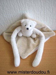Bnp Ours Ours longs bras blanc carré velours beige blanc - Très bon état