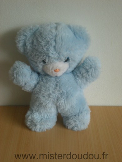 Boulgom Ours Peluche bleu yeux bleus - Très bon état