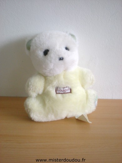 Boulgom Ours Peluche jaune blanc - Très bon état