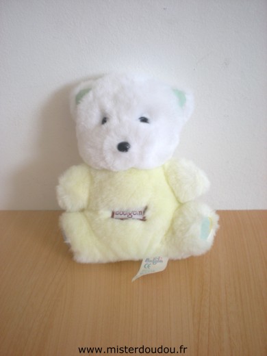 Boulgom Ours Peluche jaune blanc - Très bon état