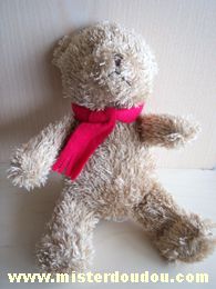 Ours Beige écharpe rouge Ciad