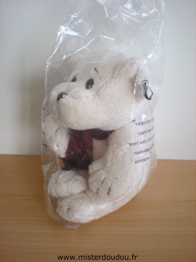 Cobico Ours Ecru echarpe bordeau - Neuf
