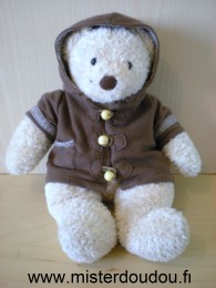 Ours Beige manteau a capuche marron Damart