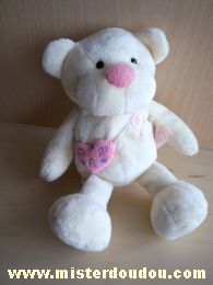 Debbi Ours Ecru coeur rose - Très bon état