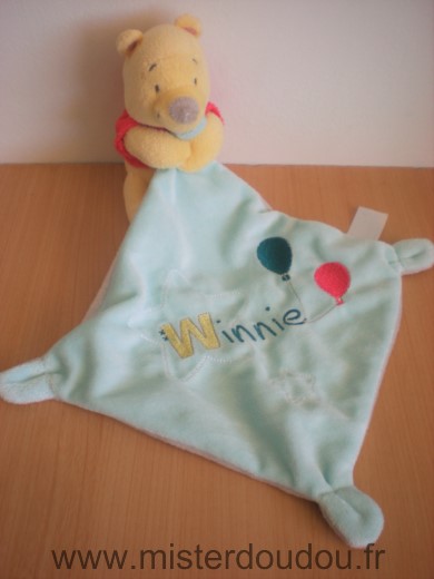Disney Ours Winnie mouchoir bleu gris avec ballons - Très bon état