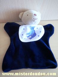 Dmc Ours Beige bleu marine bavoir brodé avec un ours - Très bon état