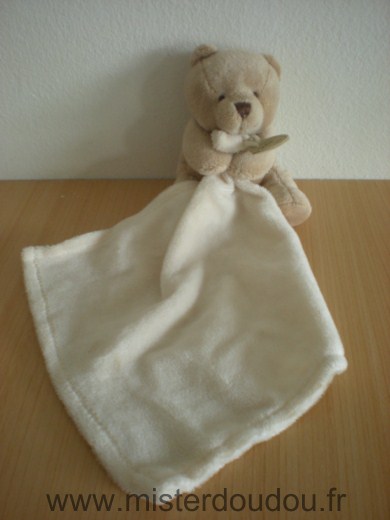Ours Beige mouchoir ecru Doudou et compagnie