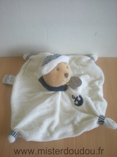 Ours Blanc bleu marine Doudou et compagnie