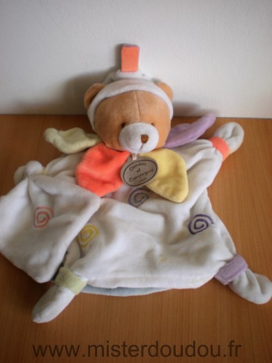 Ours Blanc spirales couleur mouchoir blanc Doudou et compagnie