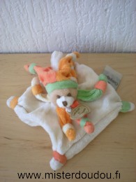 Ours Blanc vert orange Doudou et compagnie